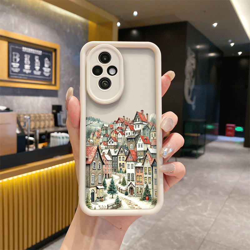 레트로 시골 건물 가을 풍경 패턴 폰 케이스 (Hono - Huawei Mate 60 리뷰 및 가격